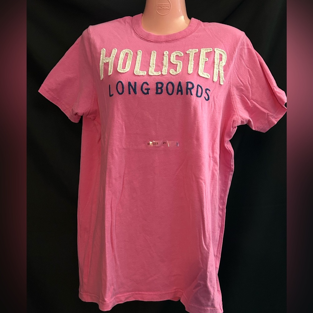 Hollister Men’s Pink Long Boards Logo Short Sleeve Tee LG NWT